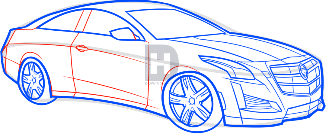 1080x446 how to draw a cadillac ats coupe, step - Cadillac Drawing