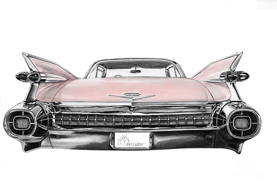 900x619 pink cadillac drawing - Cadillac Drawing