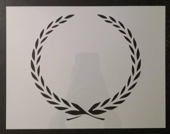 570x450 Cadillac Leaf Leaves Wreath Border Symbol Custom Stencil Fast Etsy - Cadillac Symbol Drawing