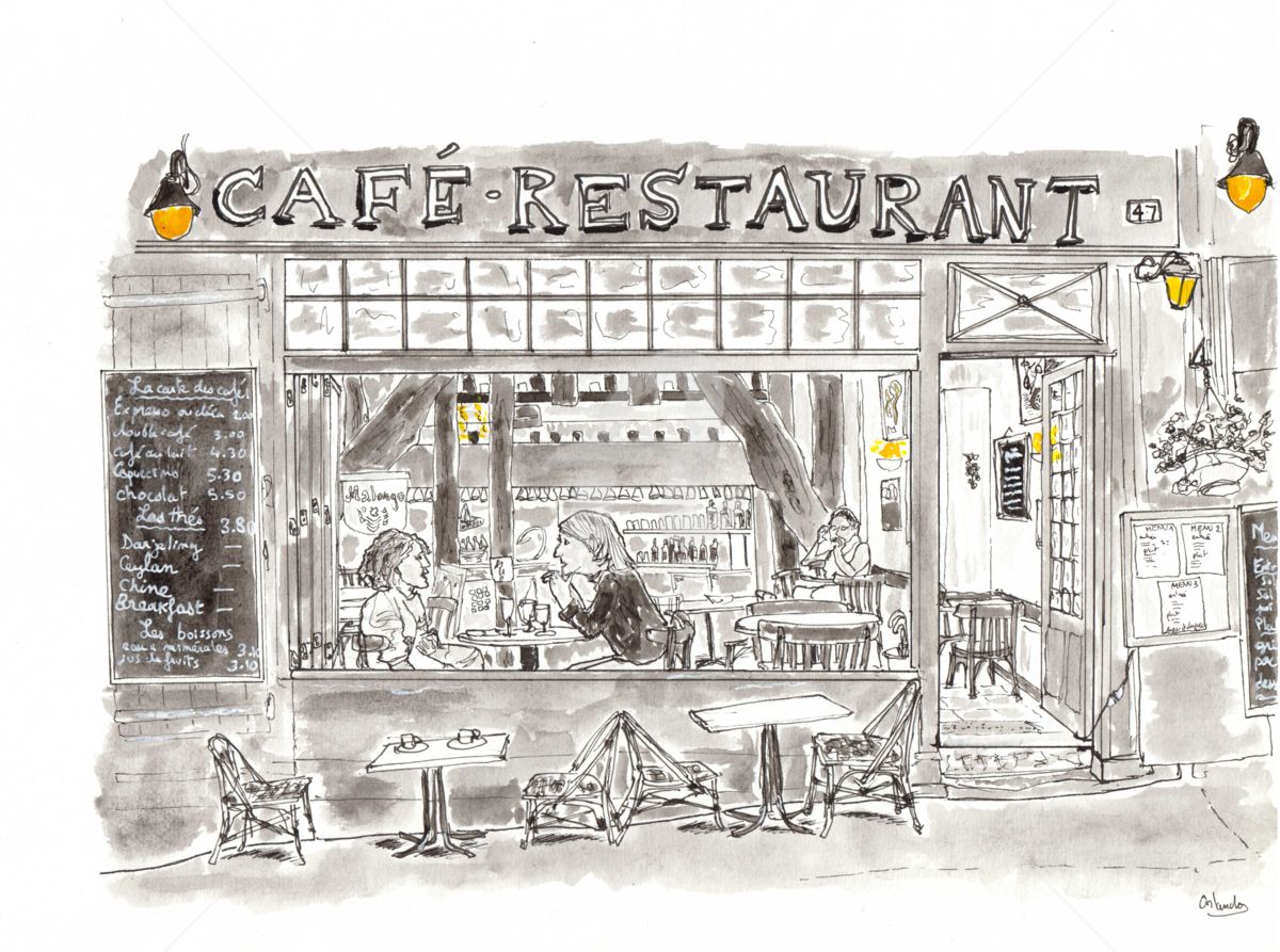 1200x893 cafe de paris drawing - Cafe Drawing