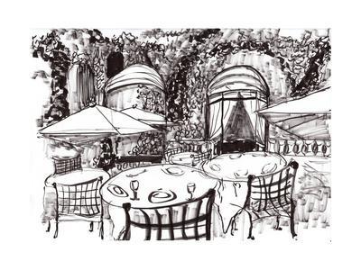 400x300 hand draw paris coffee shop art print - Cafeteria Drawing