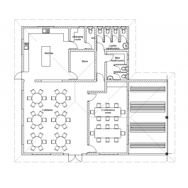 265x265 hostel cafeteria layout architectural cad blocks - Cafeteria Drawing