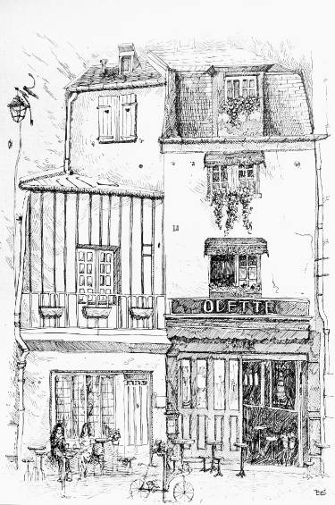 375x565 breakfast in paris drawing - Cafeteria Drawing