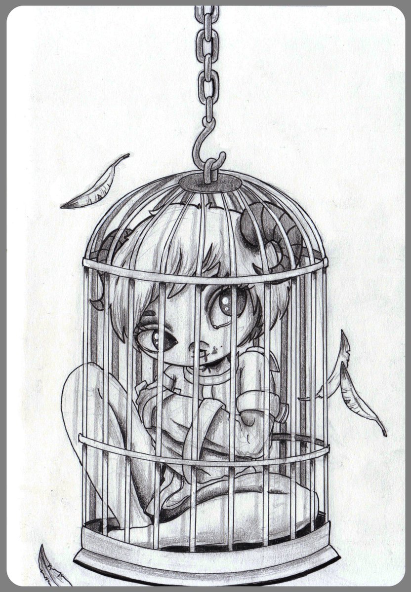 832x1200 Crystal Mielcarek On Twitter Day Caged - Caged Bird Drawing