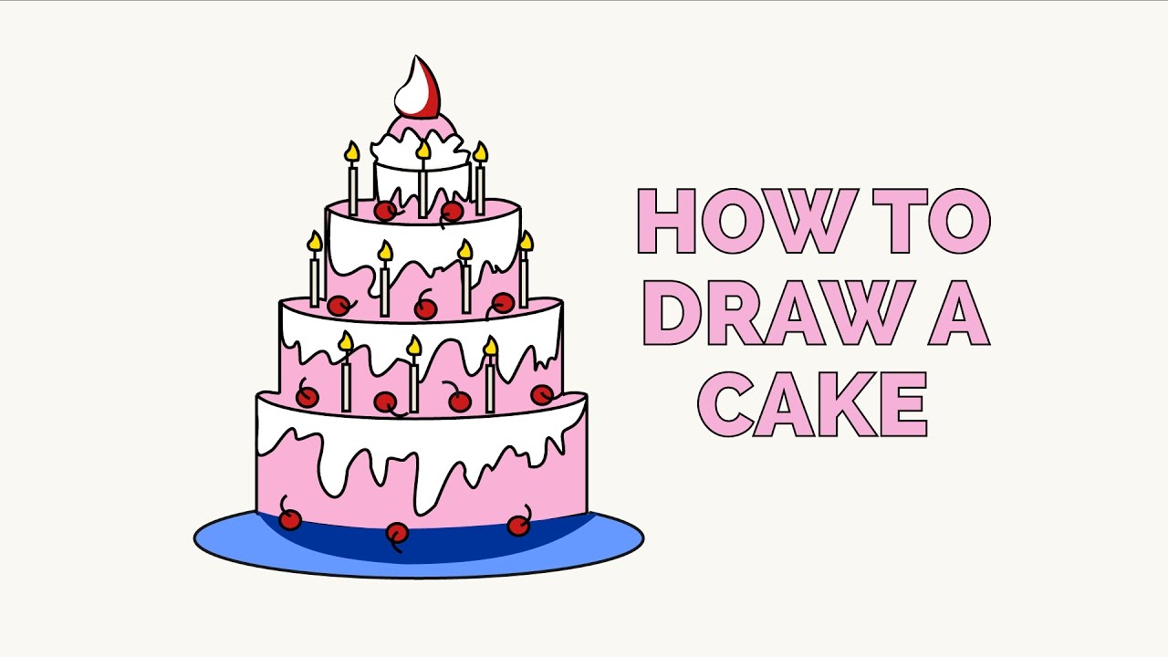 1280x720 How To Draw A Cake In A Few Easy Steps Drawing Tutorial For Kids - Cake Design Drawing