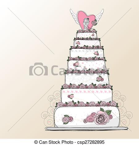 450x470 Vector Wedding Cake Design Vectors - Cake Design Drawing