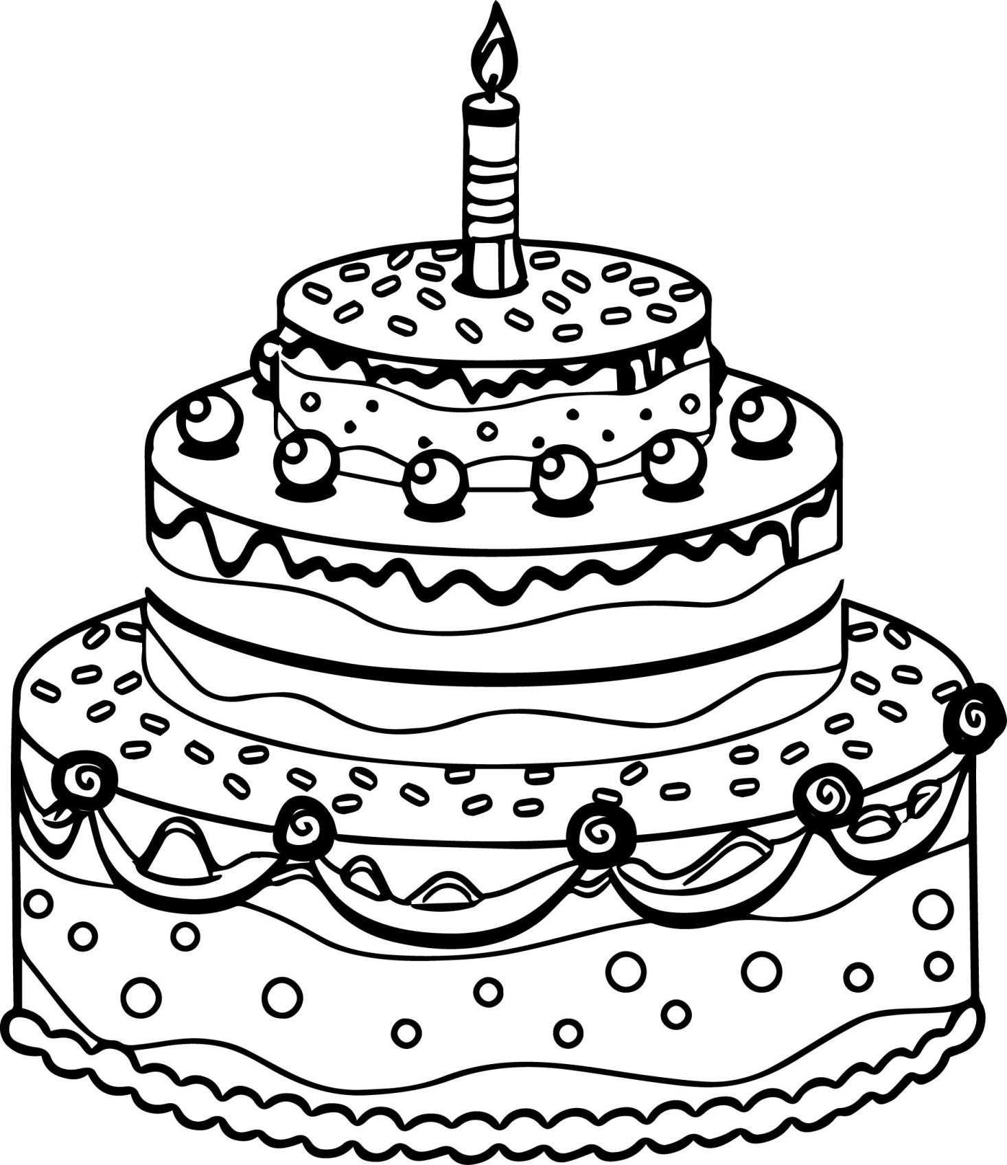 Раскраска торт на день рождения