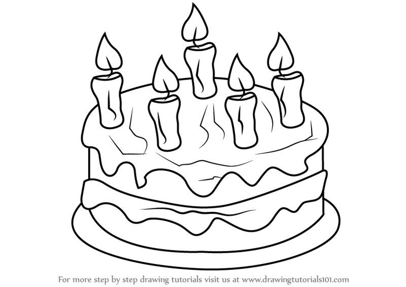800x566 learn how to draw cake with candles - Cake Drawing