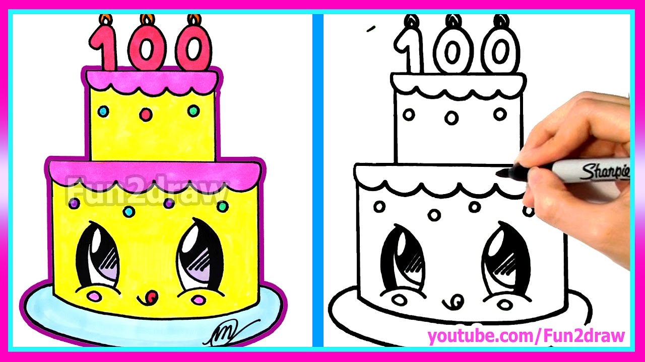 1280x720 How To Draw And Color A Cute Cake Easy - Cake Drawing Easy