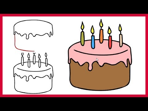 480x360 How To Draw A Birthday Cake Easy Step - Cake Drawing Easy