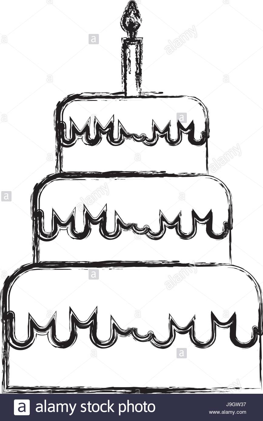 867x1390 Birthday Cake Drawing Colour Happy How To Draw A With Candles Step - Cake Drawing Images