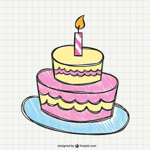 626x626 Birthday Cake Drawing Vector Free Download - Cake Drawing Images