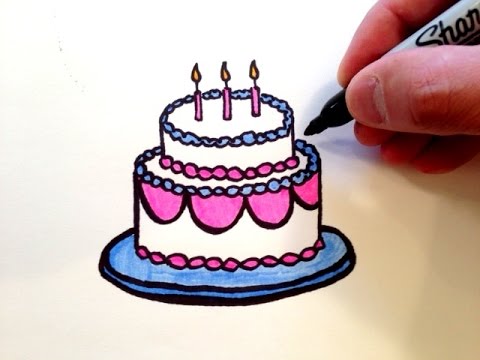 480x360 How To Draw A Birthday Cake - Cake Drawing Images