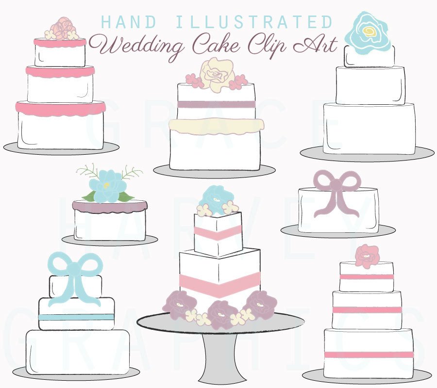 900x800 Wedding Cake Clip Art Digital Illustrated Cakes - Cake Drawing Template