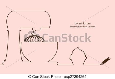 450x310 Cake Mixer And Cupcake Line Drawing Design - Cake Line Drawing