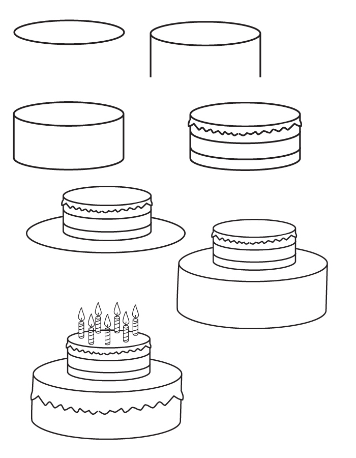 700x900 Drawing Birthday Cake - Cake Line Drawing
