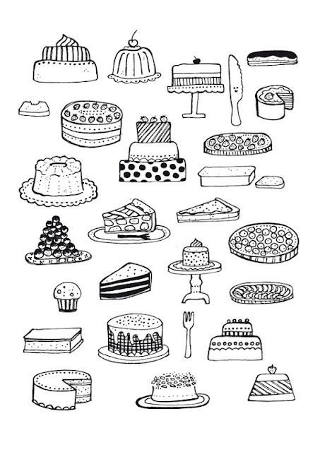 453x640 line drawing cake bullet journaling cake illustration - Cake Line Drawing