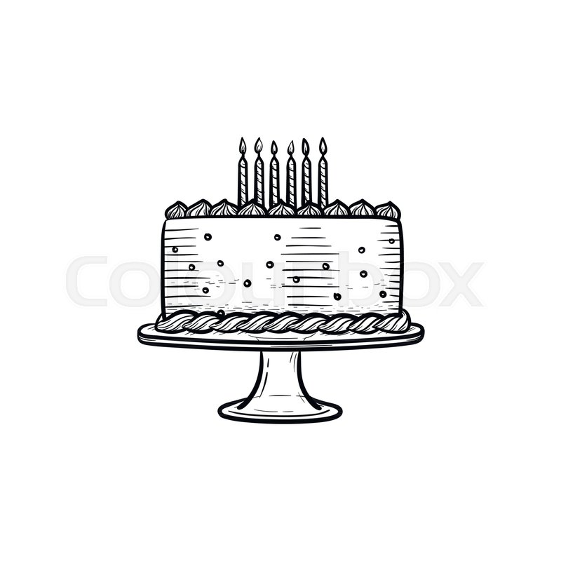 800x800 Birthday Cake Hand Drawn Outline Stock Vector Colourbox - Cake Line Drawing