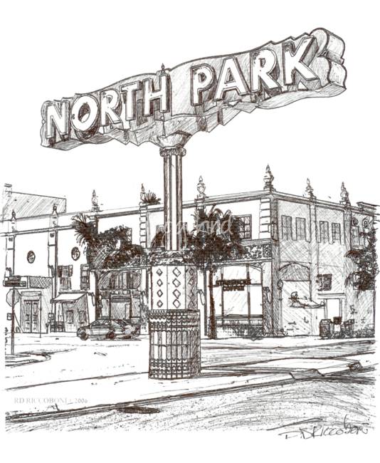 534x650 The North Park Sign San Diego Drawing - California Drawing