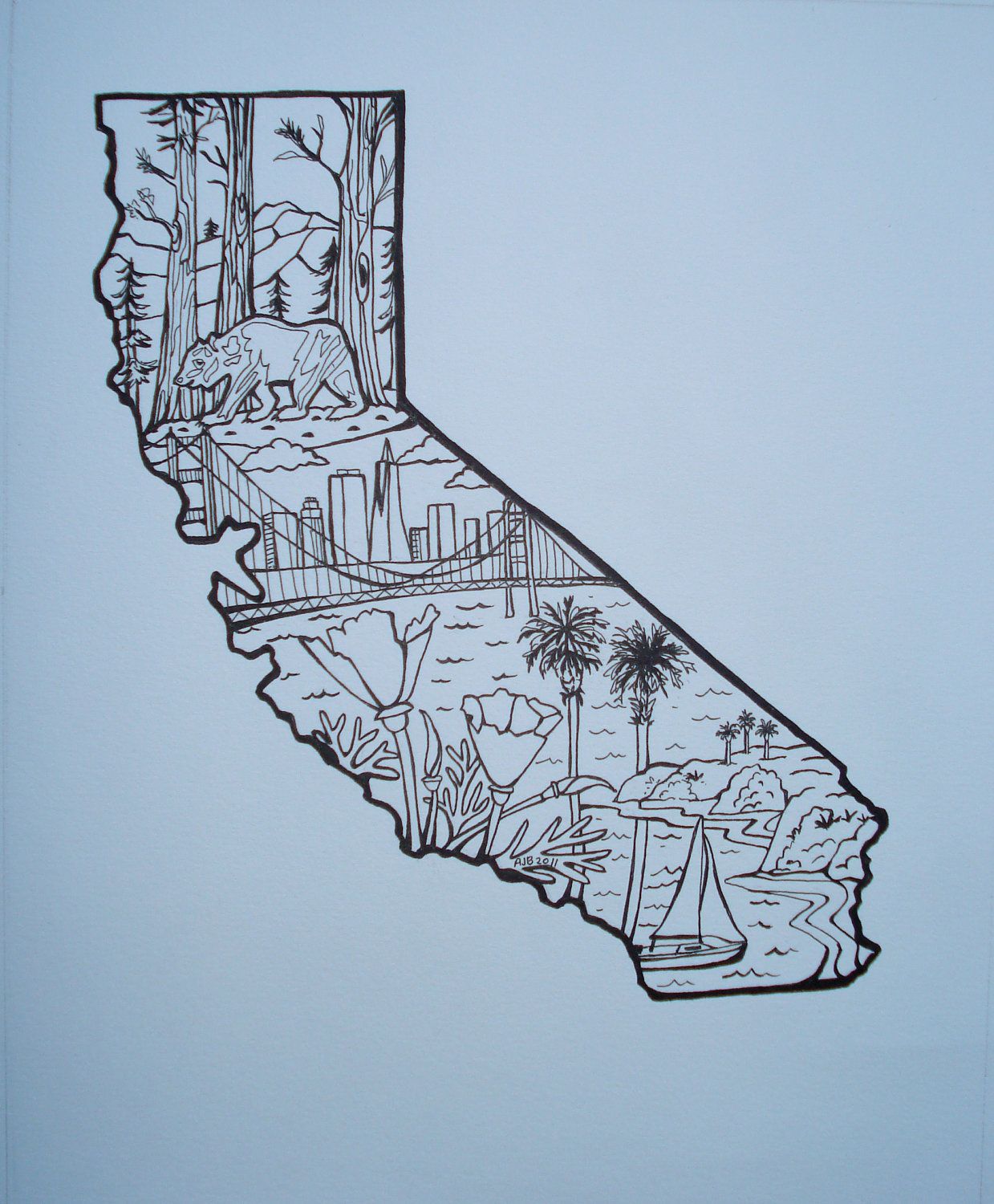 1239x1500 california state outline with bear classroom ideas tattoos - California Drawing