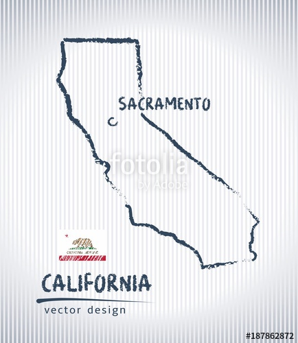 434x500 California Vector Chalk Drawing Map Isolated On A White Background - California Map Drawing