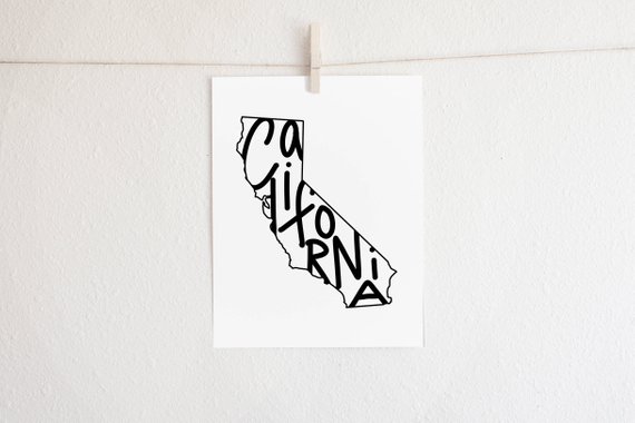 570x380 california state printable instant download state outline etsy - California State Drawing