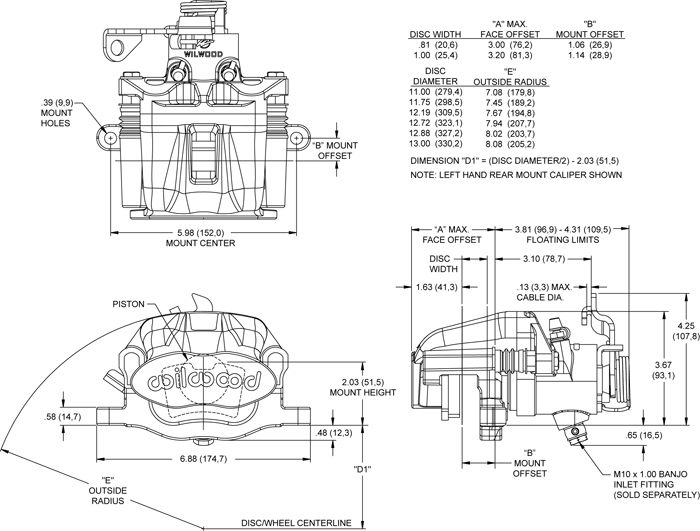 700x531 Wilwood Disc Brakes - Caliper Drawing