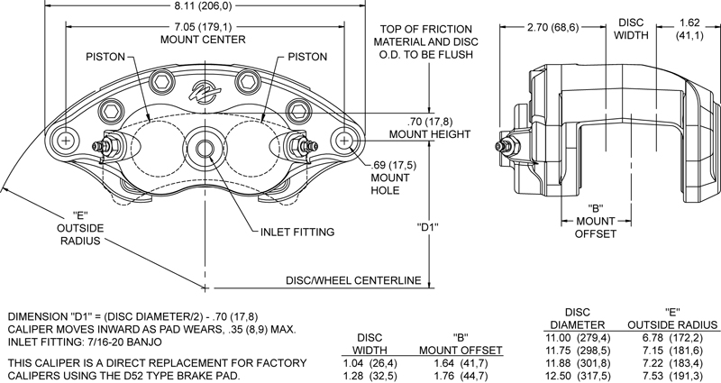 800x425 Wilwood Disc Brakes - Caliper Drawing