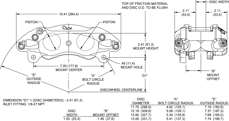 800x425 Wilwood Disc Brakes - Caliper Drawing