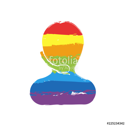 500x500 person with microphone call center drawing sign with lgbt style - Call Center Drawing