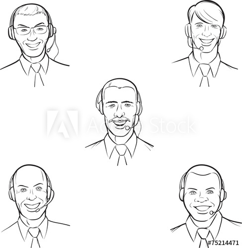 487x500 Whiteboard Drawing - Call Center Drawing