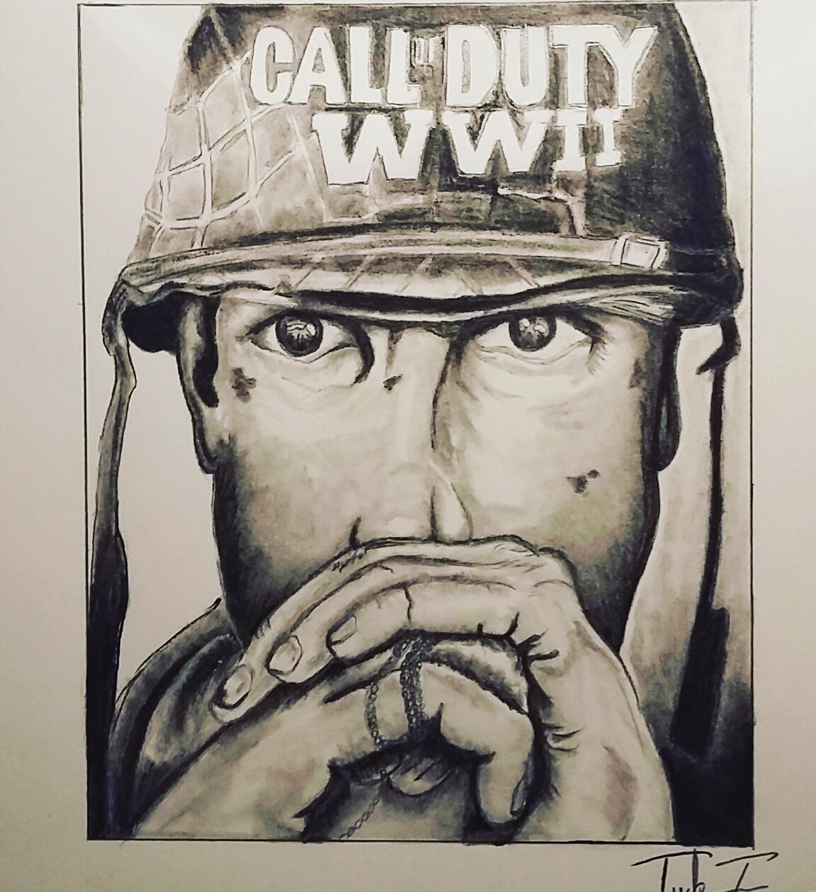 1152x1259 Call Of Duty Wwii Fan Art Done In Pencil Drawing - Call Of Duty Drawings