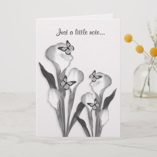 540x540 Calla Lily And Butterflies Pencil Sketch Card - Calla Lily Pencil Drawing