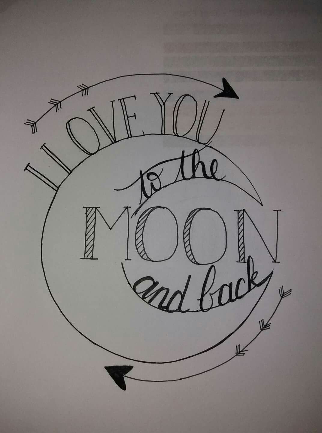 1072x1440 I Love You To The Moon And Back Tina Baby Shower Lettering - Calligraphy Drawing
