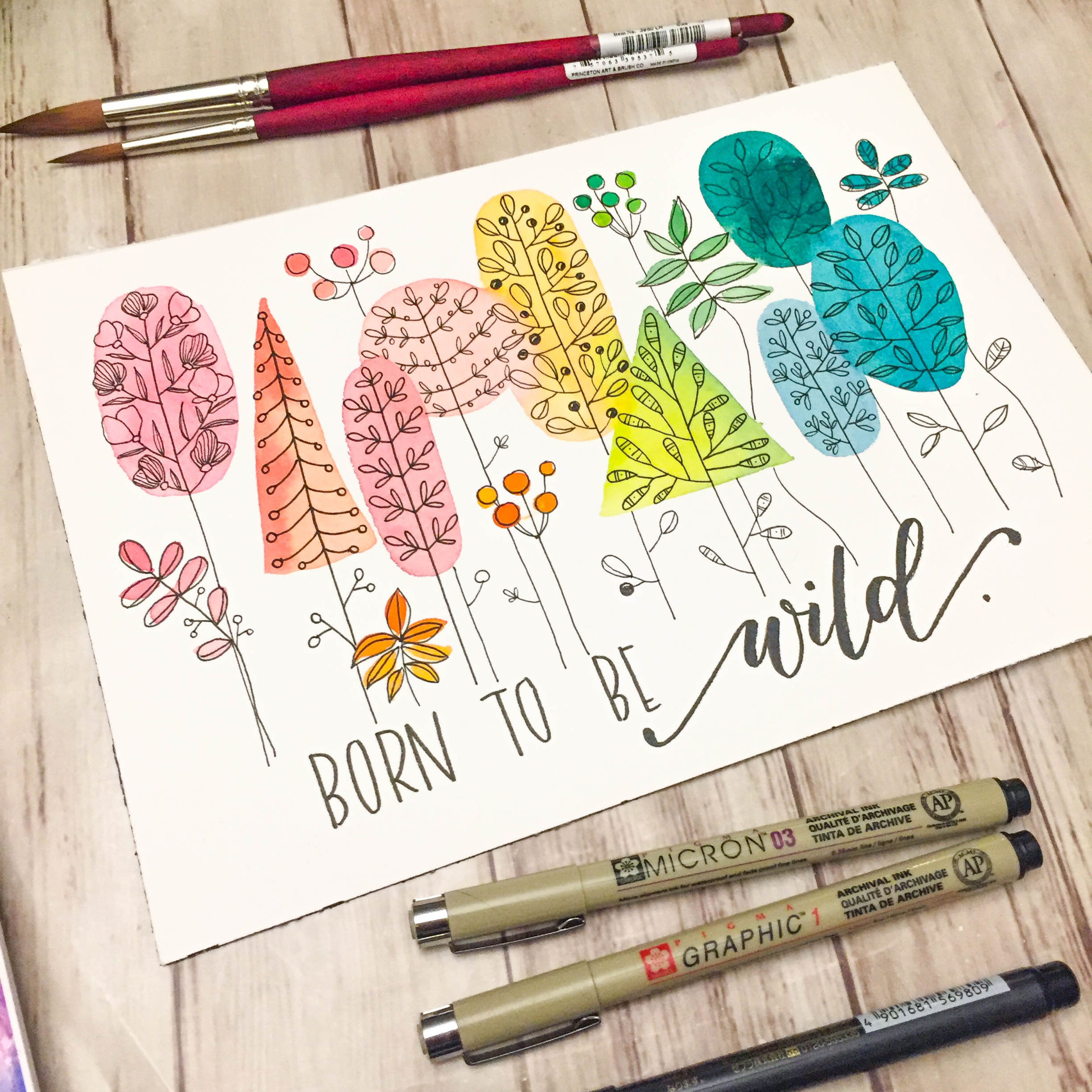 2448x2448 whimsical watercolors and simple floral drawings - Calligraphy Drawing