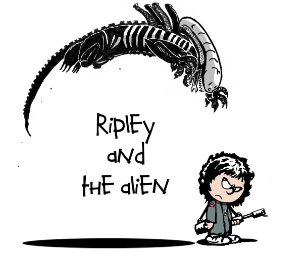 610x514 my drawing of ripley and the alien done calvin and hobbes style x - Calvin And Hobbes Drawing