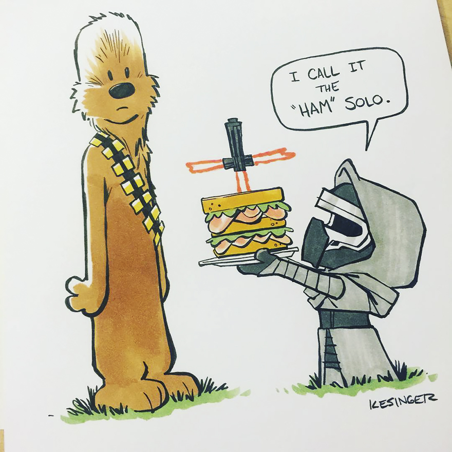 880x880 calvin hobbes star wars drawings brian kesinger bored panda - Calvin And Hobbes Drawing
