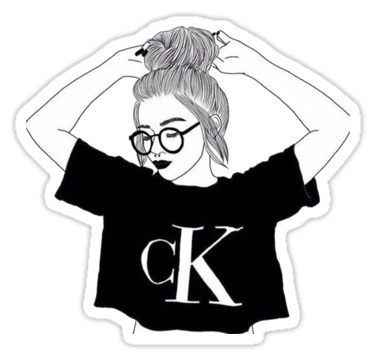 375x360 calvin klein girl sticker products tumblr girl drawing, tumblr - Calvin Drawing