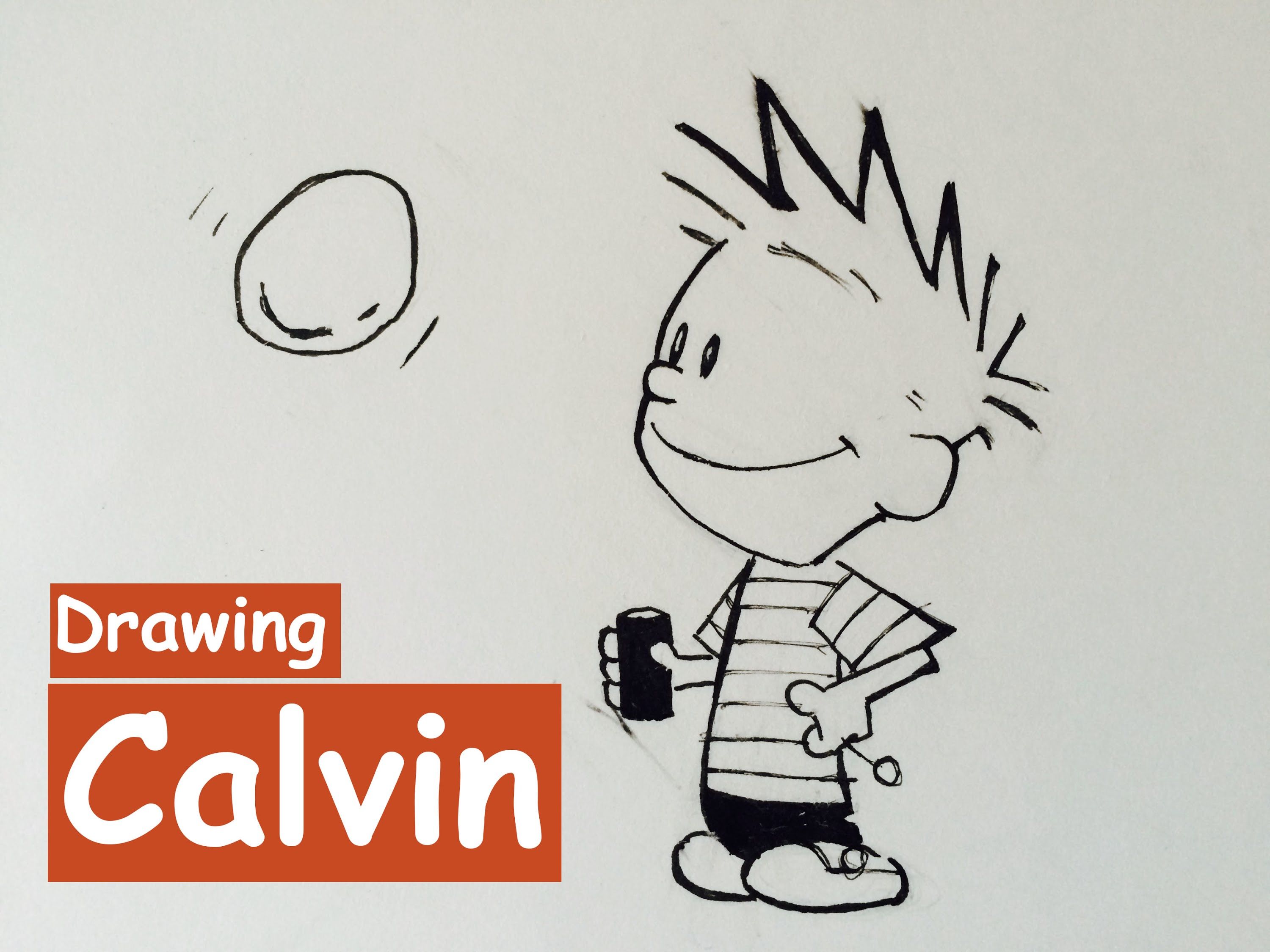 3000x2250 how to draw calvin from calvin and hobbes diy art school - Calvin Drawing