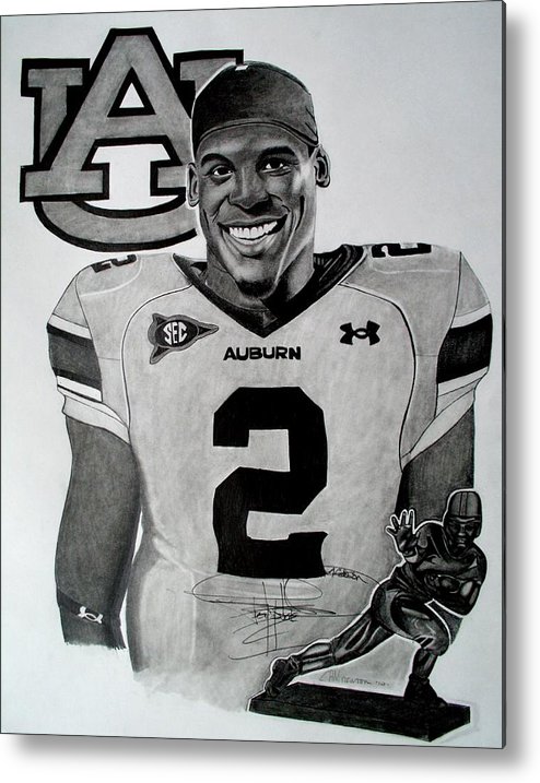 494x717 cam newton drawing metal print - Cam Newton Drawing