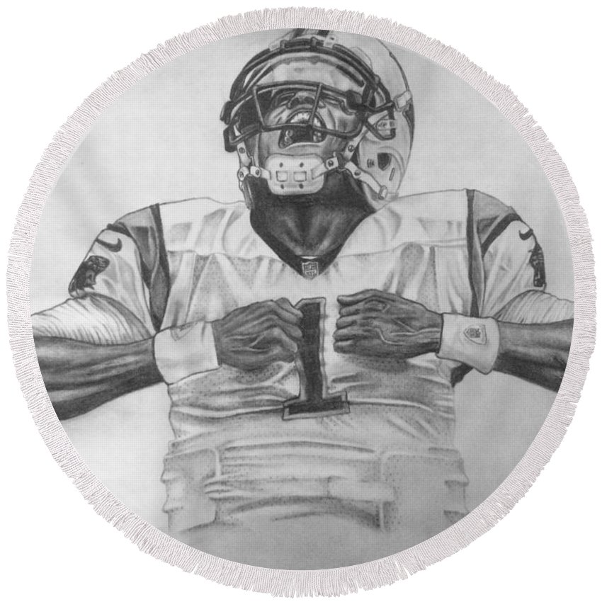 850x850 cam newton superman round beach towel for sale - Cam Newton Drawing