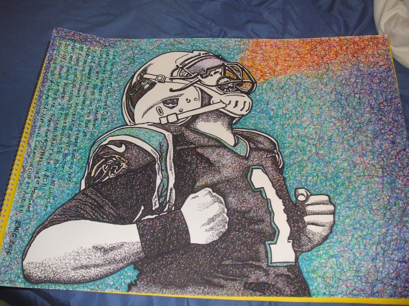 1600x1200 steve emig art cam newton and carolina panther drawings - Cam Newton Drawing