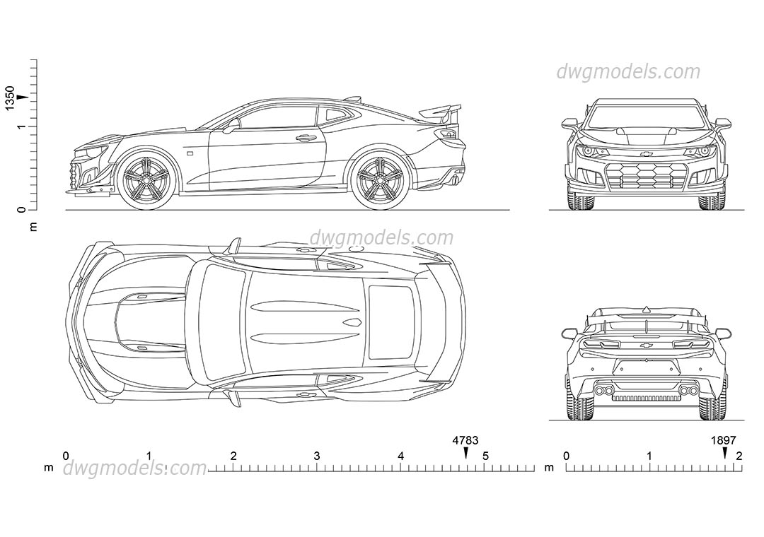 1080x760 Chevrolet Camaro Autocad Blocks Of In Cad Format, Car Drawings - Camaro Drawing