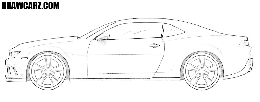 1000x392 How To Draw A Chevrolet Camaro Drawcarz - Camaro Drawing