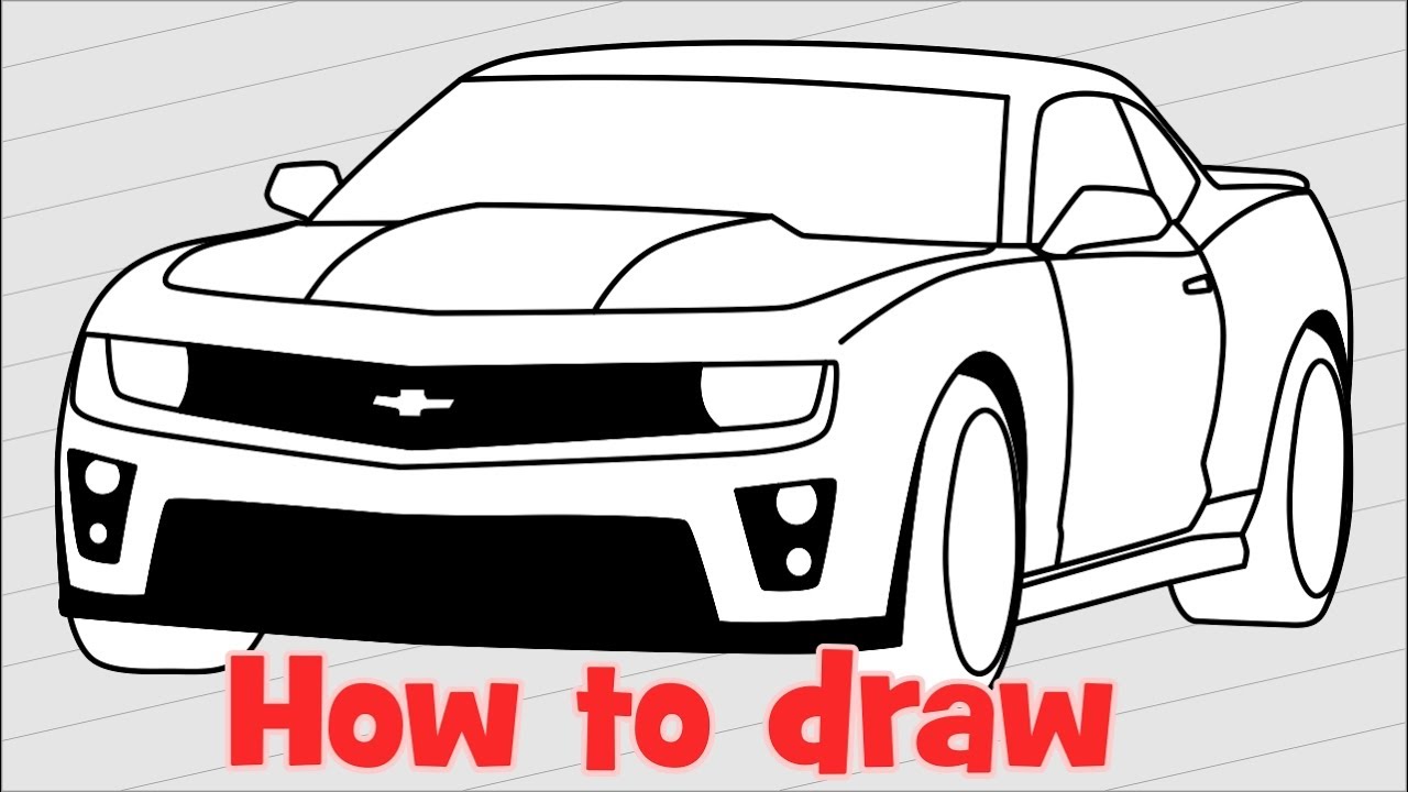 1280x720 How To Draw A Car Chevrolet Camaro Step - Camaro Drawing