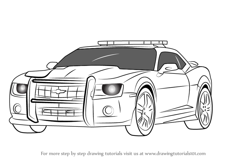 800x565 Learn How To Draw Chevrolet Camaro Cop Car - Camaro Drawing