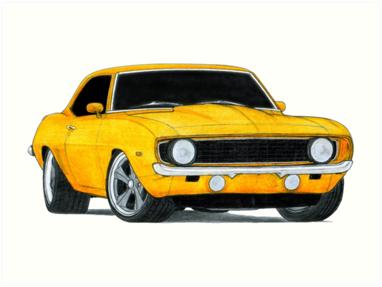 549x413 Chevrolet Camaro Ss Drawing Art Prints - Camaro Drawing