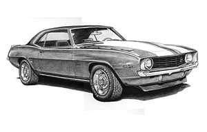 300x192 Chevrolet Camaro Coupe Drawing - Camaro Drawing