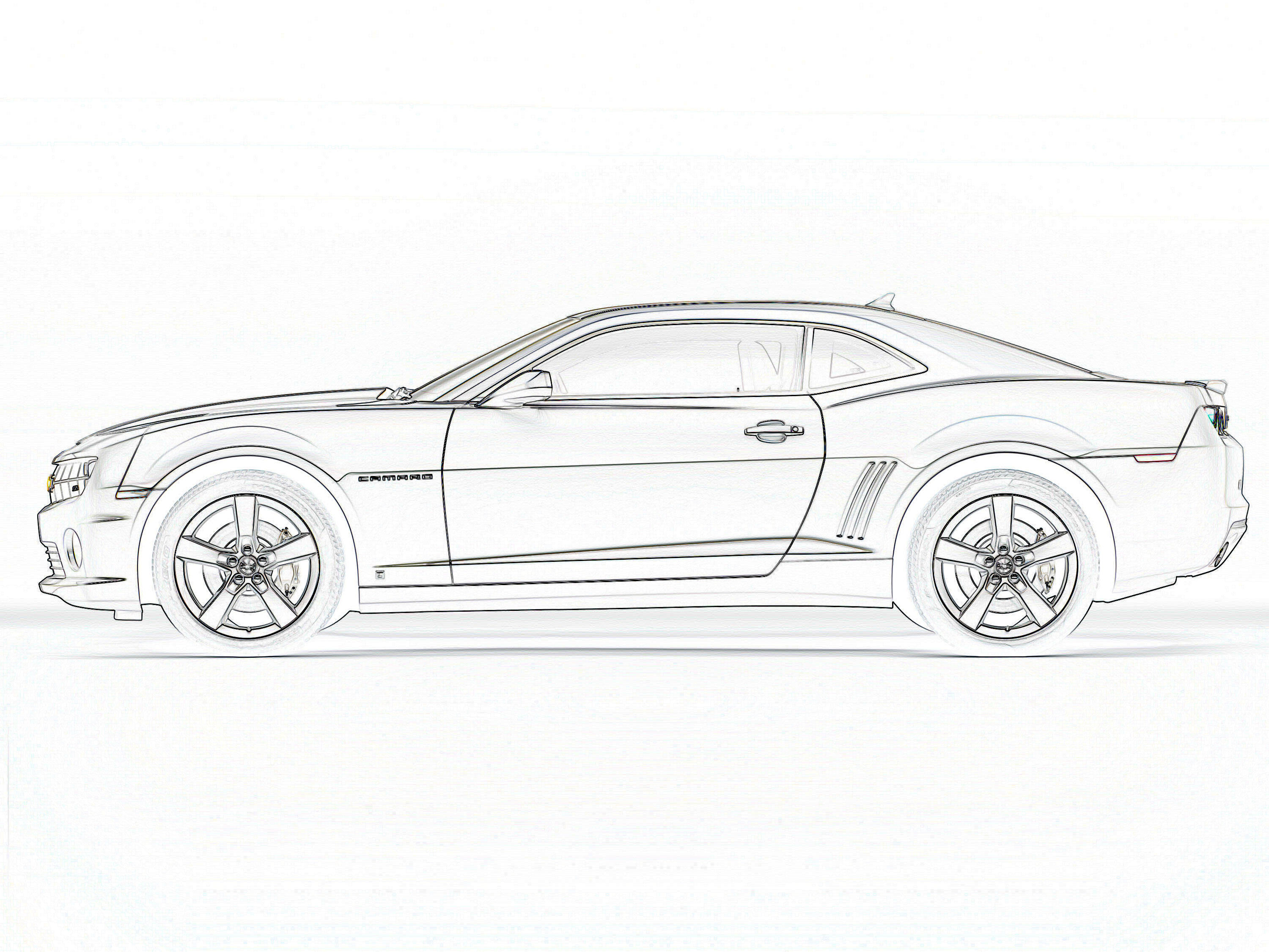 Camaro Coloring Page - Camaro Outline Drawing. 