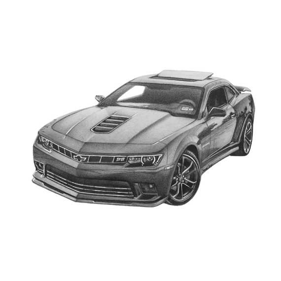 570x570 Hand Drawn Camaro Ss Car Illustration Art Black And White Etsy - Camaro Ss Drawing